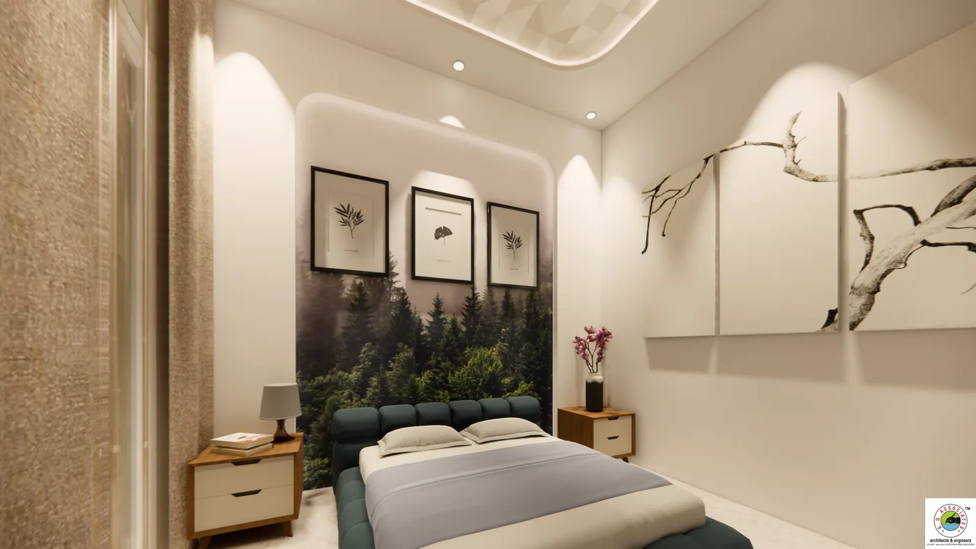 Architectural rendering of a two-bedroom residence interior